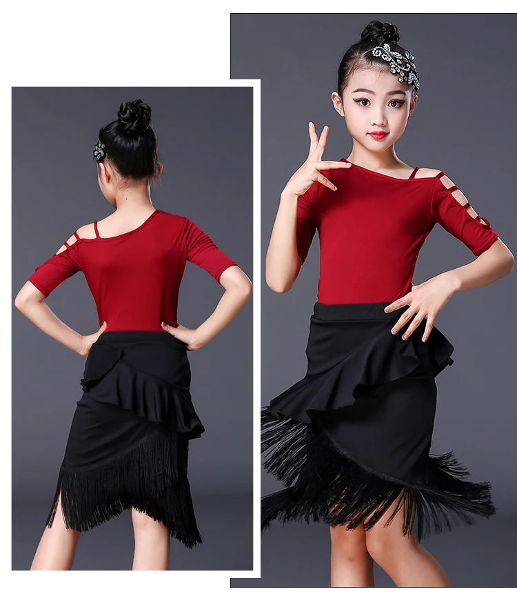 Комплект из 2 предметов черное красное платье для латиноамериканских танцев