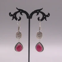 pure s925 sterling silver red chalcedony earrings women 6217mm water drop dangle earrings