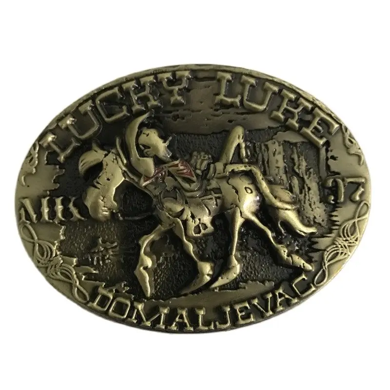 Пряжка для ремня Lucky Luke Мужская овальная бронзовая металлическая пряжка с 3D