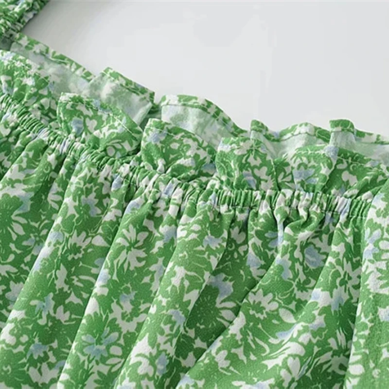 

French Retro Pastoral Style Temperament Square Collar Long Sleeve Shirt Spring Summer Women's Fresh Sweet Printed Small Top