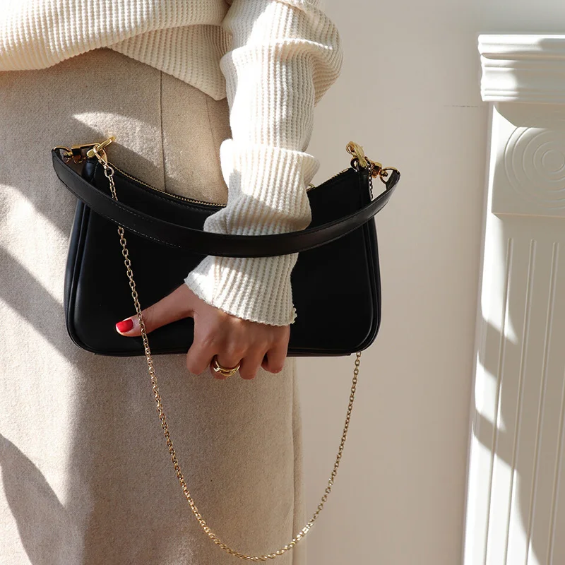 

vintage chains women shoulder bags designer baguettes handbags luxury simply messeger crossbody bag lady small purses female