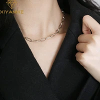 xiyanike silver color clavicle chain bold necklace simple bold chain adjustable popular jewelry fashion