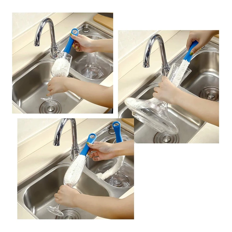 

3 Pieces Wine Decanter Cleaning Brush,Flexible Bottle Scourer,Cleaning Tools for Goblets/Champagne Flutes/Cups/Glasses