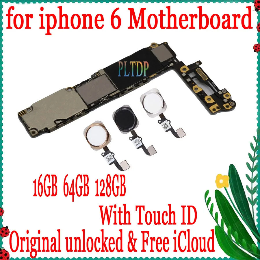 

Full unlocked for iphone 6 4.7inch Motherboard With/No Touch ID, 100% Original for iphone 6 Mainboard Free icloud Good tested