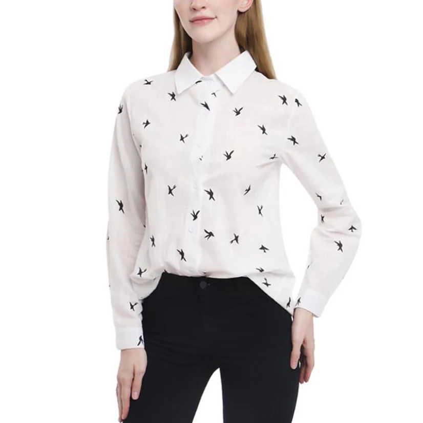 

Женская облегающая льняная блузка, белая элегантная рубашка с принтом, осень 2020, 5XL