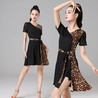 2021 new women sexy leopard latin dance costume dress for women latin ballroom dance performance on stage competition clothing