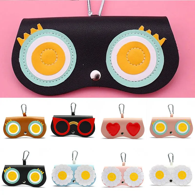 

2021 Ins Women PU Leather Cute Cartoon Eye Glasses Case Glasses Storage Protection Sunglass Box Portable Eyewear Pouch Beautiful