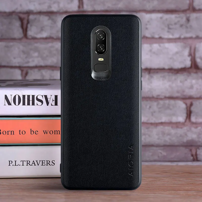 case for oneplus 6 coque luxury textile leather skin soft tpu hard pc phone cover for oneplus 6 case funda free global shipping