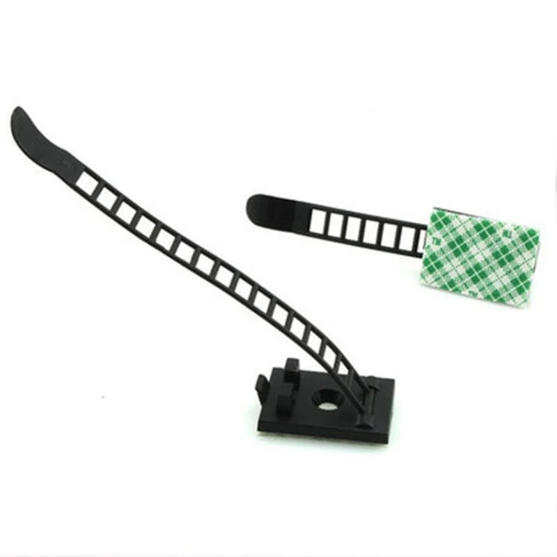 20 шт. черные липкие регулируемые Кабельные стяжки зажим для кабеля пластиковые