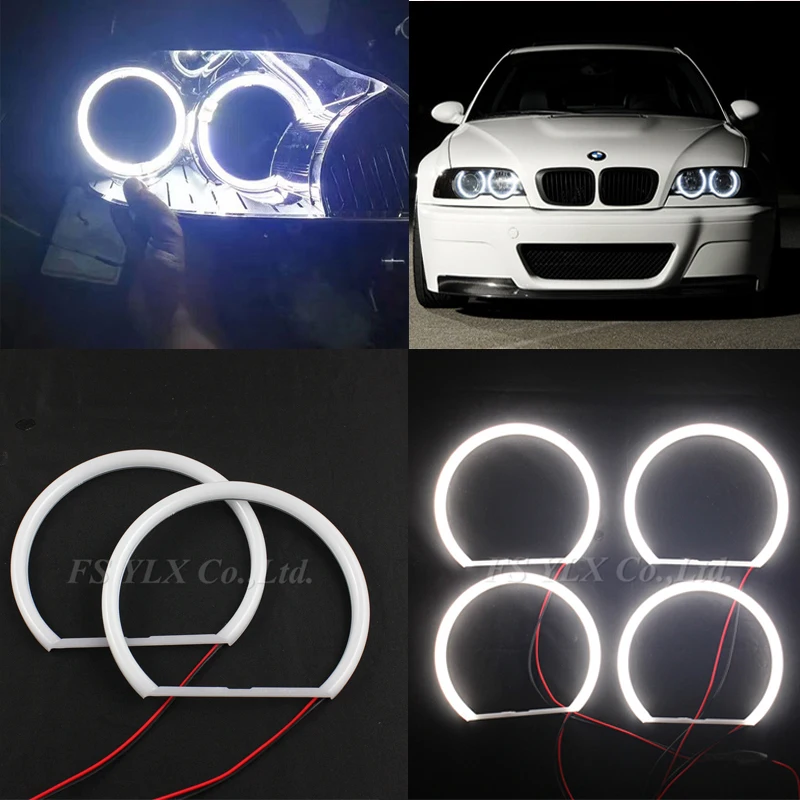 Ультра яркий 4*131 мм 3014 SMD СВЕТОДИОДНЫЙ ангельские глазки для BMW E46 E39 E38 E36 проектор