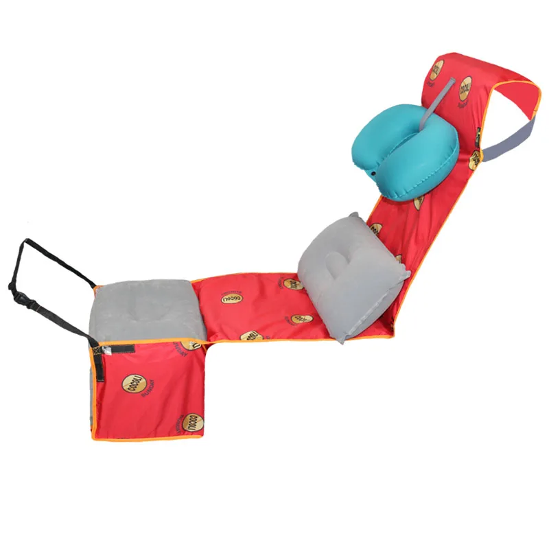 

New Height Adjustable Footrest Hammock with Inflatable Pillow Seat Cover for Planes Trains Buses