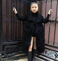 kids woolen jackets for girl 2020 winter coat patchwork faux sheep fur jackets for girls wool coats faux fur clothes long style