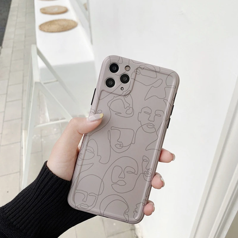 

for iPhone 12 Case Luxury Silicone Full Protection Soft Cover Art Student Art Line for iPhone 12 Phone Case