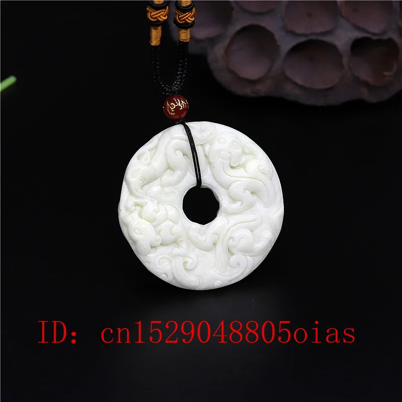 Ожерелье из натурального белого зеленого китайского нефрита дракона тигра
