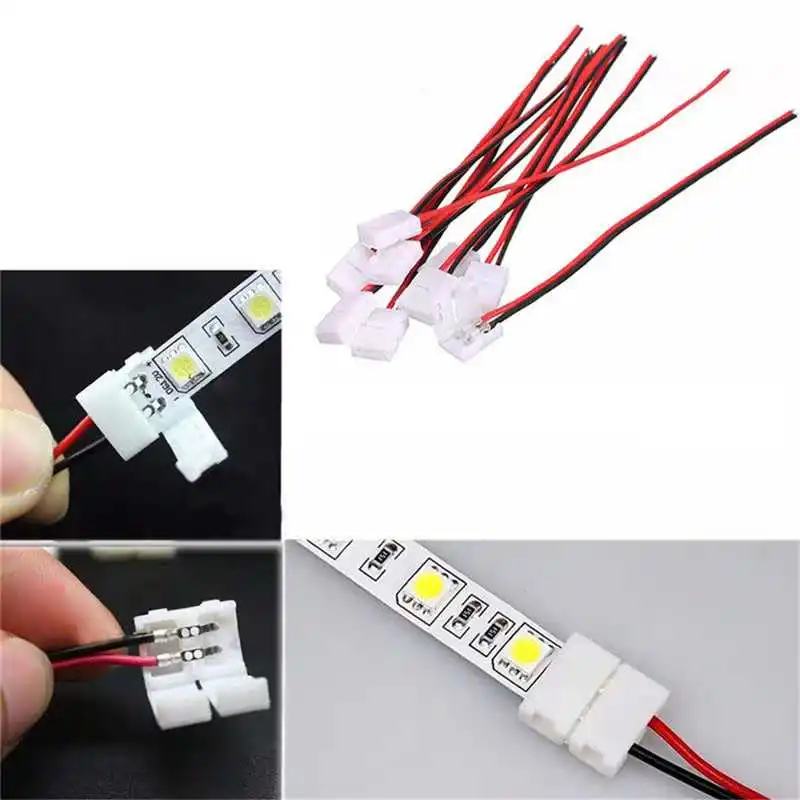 10 шт./лот 8 мм электрическое соединение 2 Pins Разъем питания адаптер для 3528/5050/5630