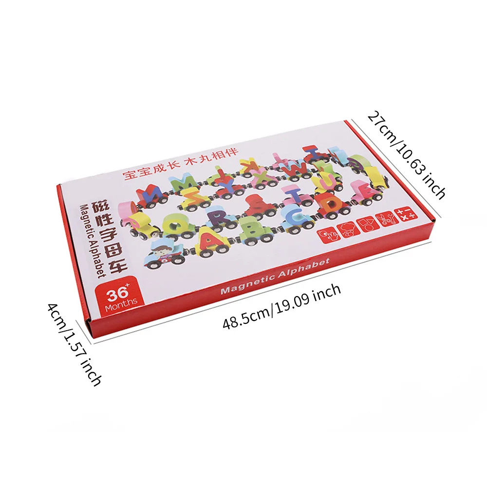 

Montessori English Letters Small Train Wooden Magnetic Alphabet Game Toys Child Puzzle Cognitive Letters Car Education Word Toy