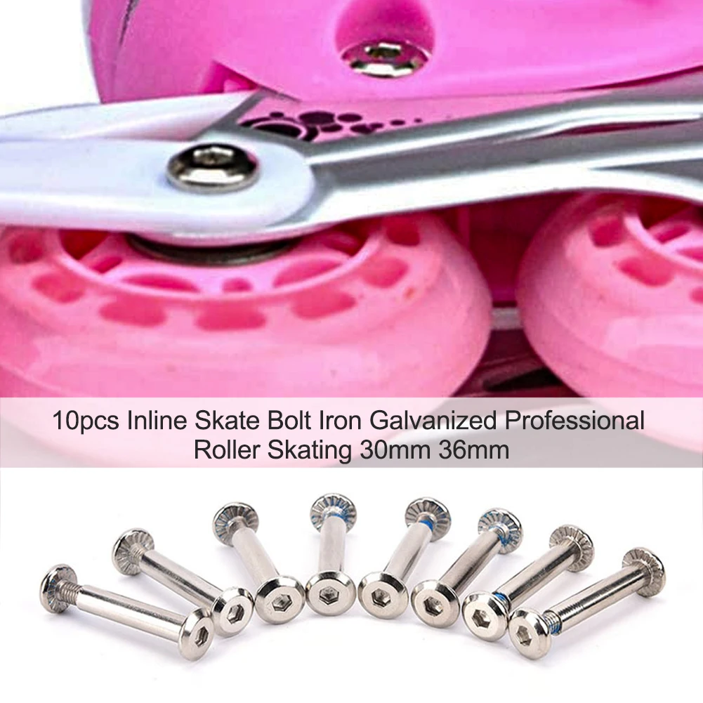 

10pcs Fitting Replacement Part Professional Iron Galvanized Wheel Axle Inline Skate Bolt Outdoor Sports 30mm 36mm Roller Skating