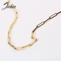 joolim high quality pvd gold finish polish chain stainless steel necklace tarnish free gold jewelry