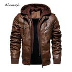 DIMUSI мужская кожаная куртка осень-зима, повседневная мотоциклетная куртка из искусственной кожи, Байкерская кожаная ветровка, пальто с капюшоном