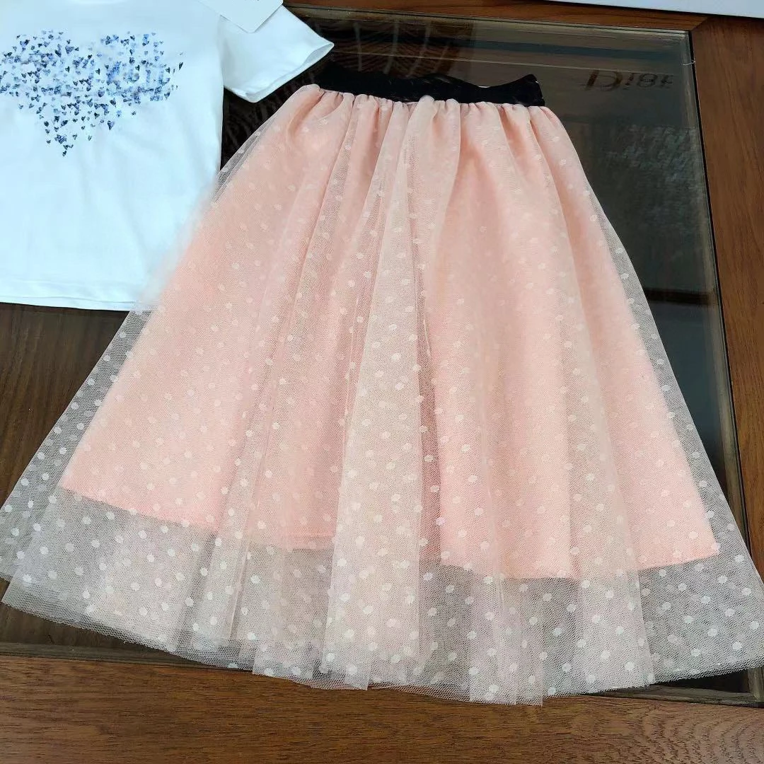 

2021 Summer Kids Girls 2 Pcs Sets Fashion Lace Outfits