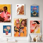 Модный винтажный постер, элегантная женская картина маслом, постер с Тропическими Цветами и принтом вазы, холст, картины для декора гостиной
