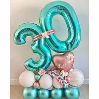 32inch tiffany blue number balloon figures foil balloons air helium balon kids baby shower wedding birthday party decorations