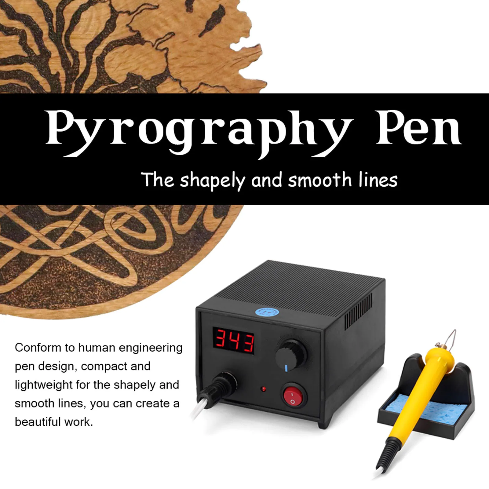 

LH45-SA1 Multifunctional Digital Electric Gourd Wooden Pyrography Machine with 20pcs Heating Pen Heads