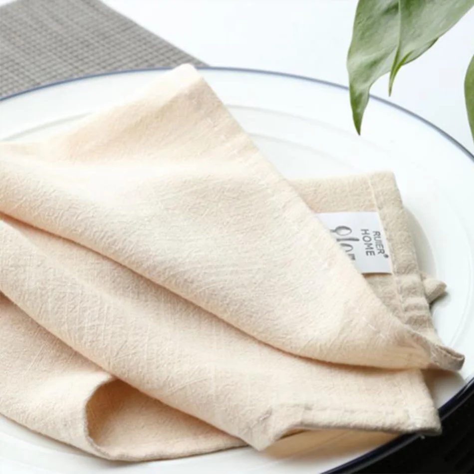 6PCS Classic Style Kitchen Soft Tea Towels,Linen Cotton Dinner Napkins,Dinning Table Washable Reusable Tableware Cloth Placemats
