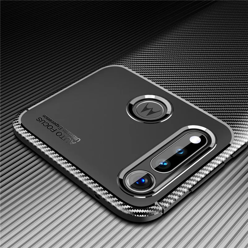

Carbon Fiber Case For Motorola Moto G8 Power Lite G7 E6 Plus E5 Play GO P40 Z3 Z4 Case Silicone One Vision Zoom Protective Cover