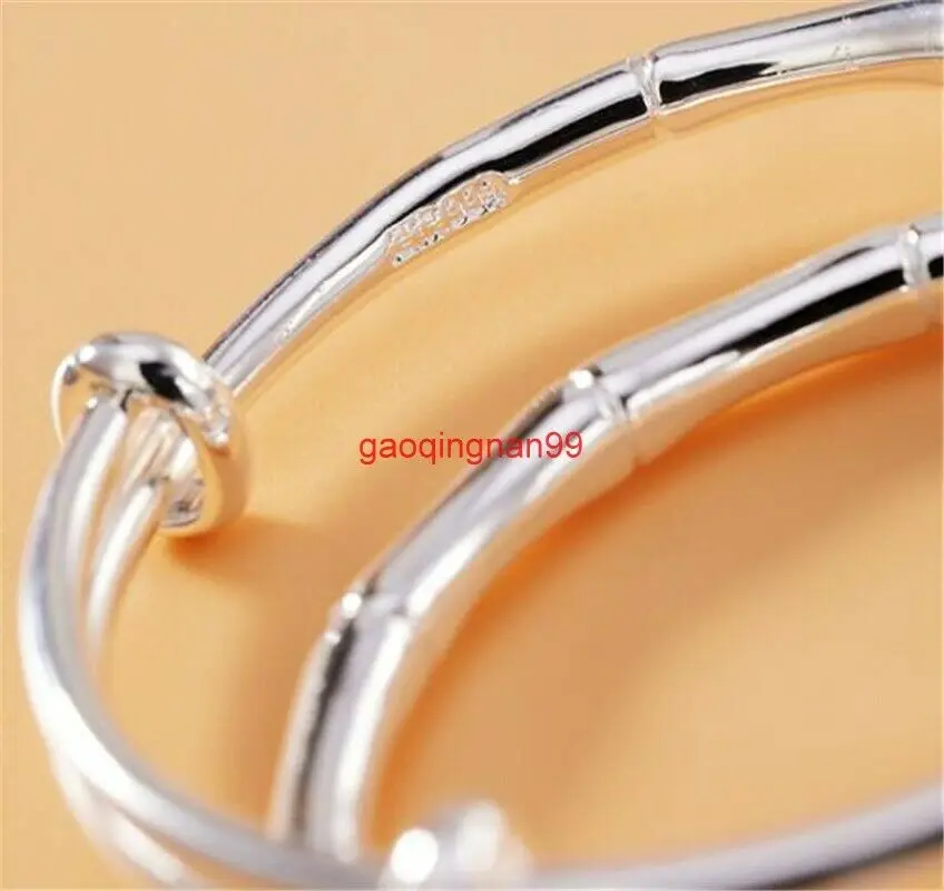999 pure silver bamboo baby infant children's sterling silver push-pull bracelet
