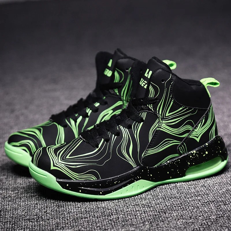 Jordan shoes high help couple night light basketball shoes shock-absorbing anti-slip wear-resistant combat boots sneakers