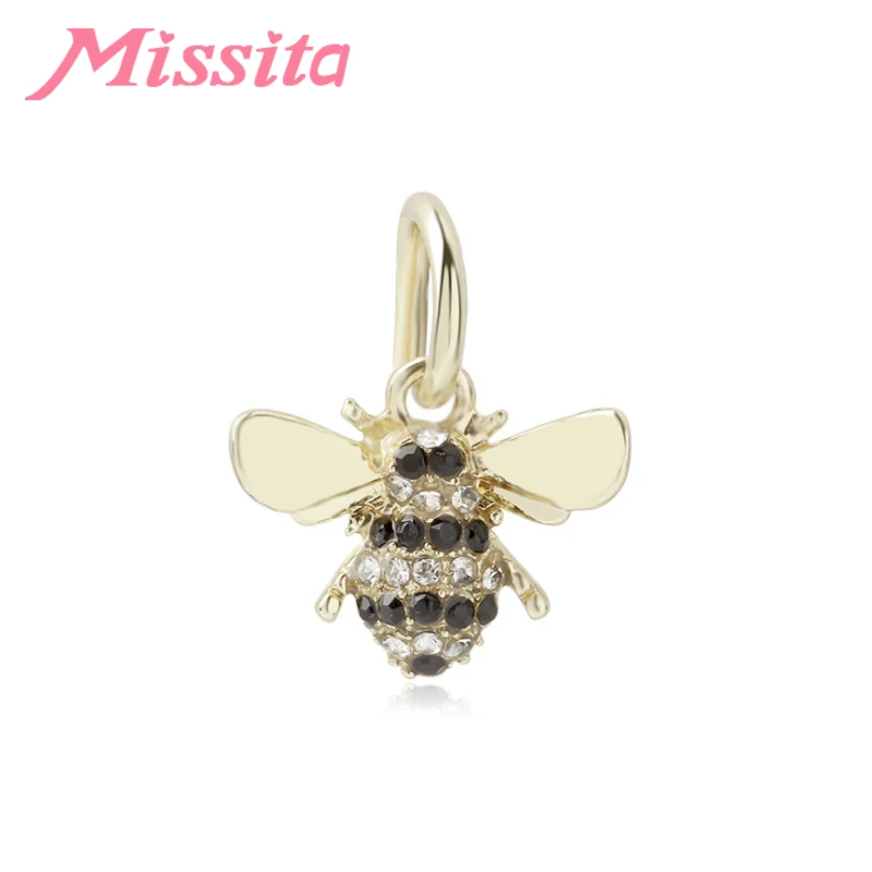 MISSITA винтажные шармы с кристаллами пчела подходят для брендовых браслетов женщин