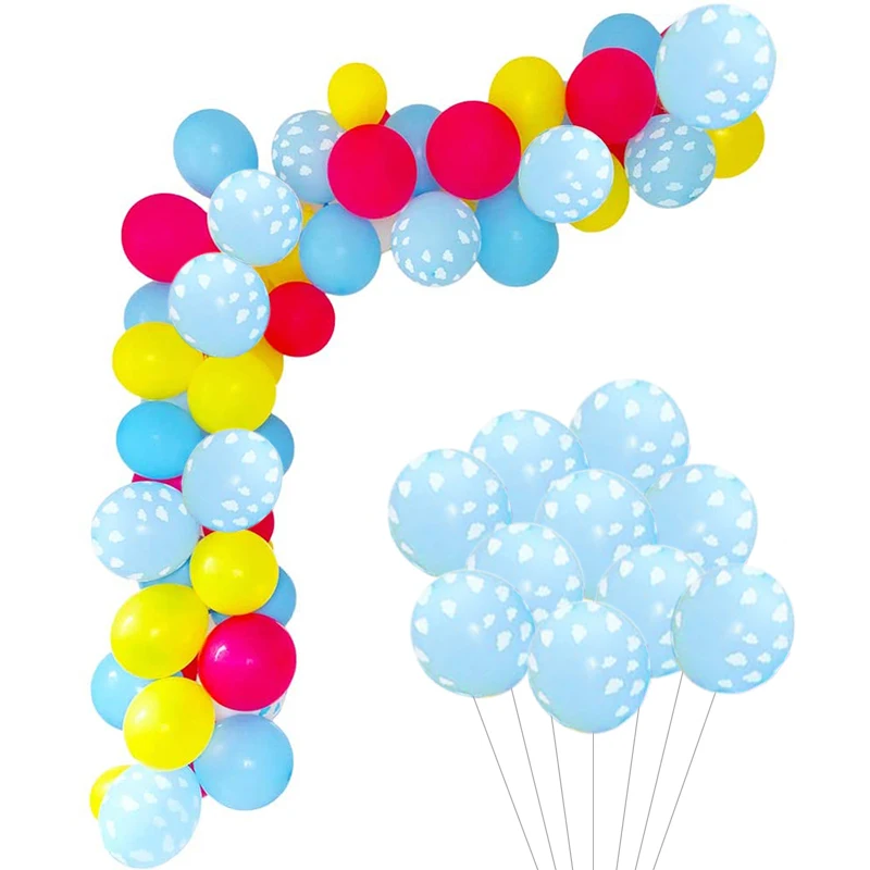 

1 комплект 12-дюймовых синих и белых латексных воздушных шаров в форме облака, гирлянда в форме облака, декор для дня рождения, свадьбы, детско...