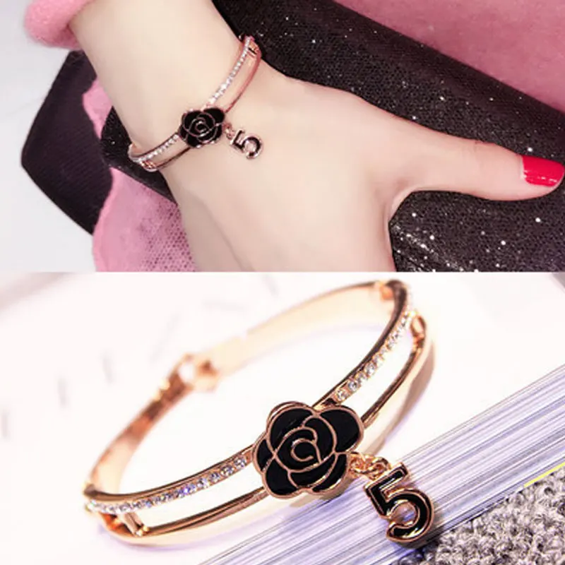 Роскошный известный бренд дизайн камелии браслеты для женщин буквы со стразами 5