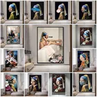 Картина на холсте с жемчужными серьгами и пузырьками для женщин и девочек, постеры и принты в скандинавском стиле, настенные картины для декора гостиной