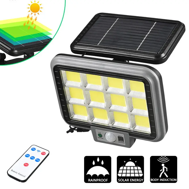 

Уличный настенный светильник на солнечной батарее, COB/светодиодный лампа с пассивным ИК датчиком движения, аварийный уличный светильник с д...