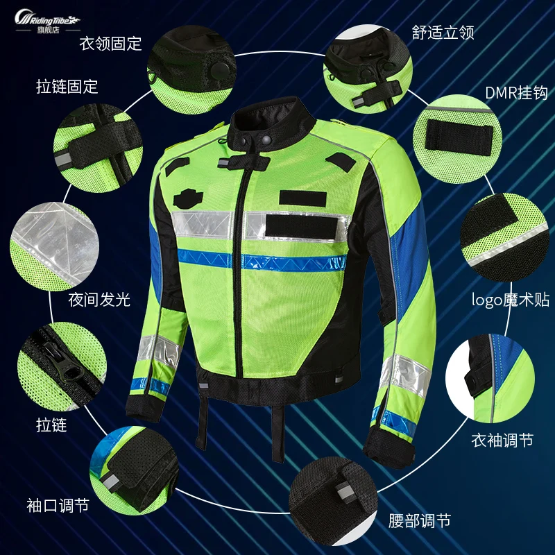 

Traffic Police style Motorcycle Jacket Warning Clothing Summer Waterproof Breathable Reflective Body Protective Body Armor JK-29