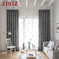 embroidered gray blackout curtains for living room bedroom kid room kitchen geometric curtains window treatment drapes