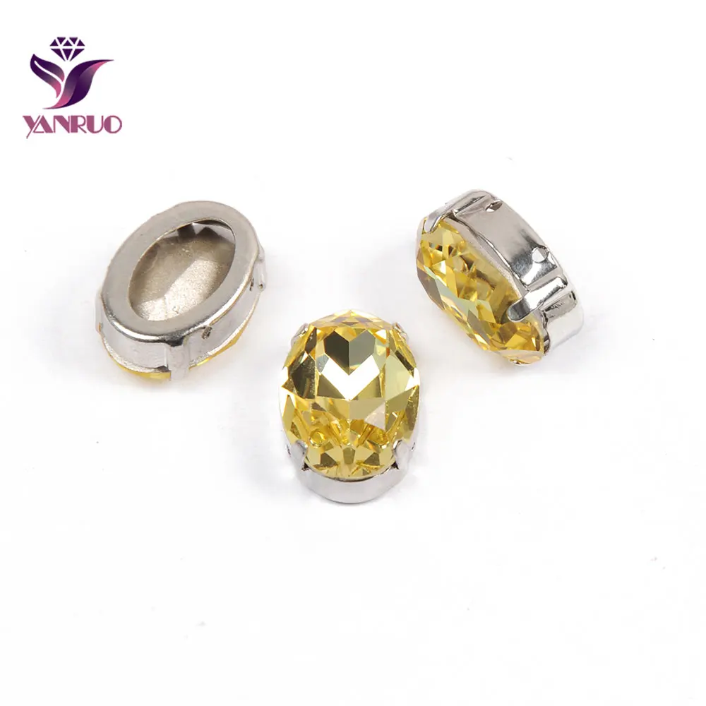 YANRUO 4120 овальной формы с острым задней пришить стразы Стекло ремесленных камни стразы хрустальные камни для ювелирных изделий DIY ремесла - Цвет: Jonquil