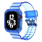 Прозрачный ремешок для Apple Watch Band 38 мм 40 мм 42 мм 44 мм, силиконовый браслет, чехол для iWatch series 7 SE 6 5 4 3 45 мм 41 мм