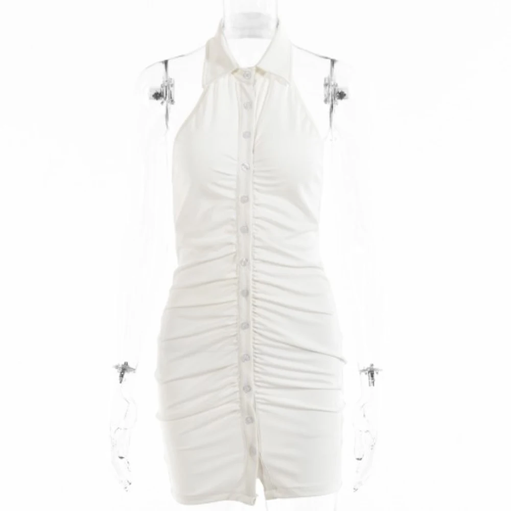 

Cultiseed European Women Sexy Turn Down Collar Single Breasted Sleeveless Vest Dress Clothing Female Ladies New Casual Gowns