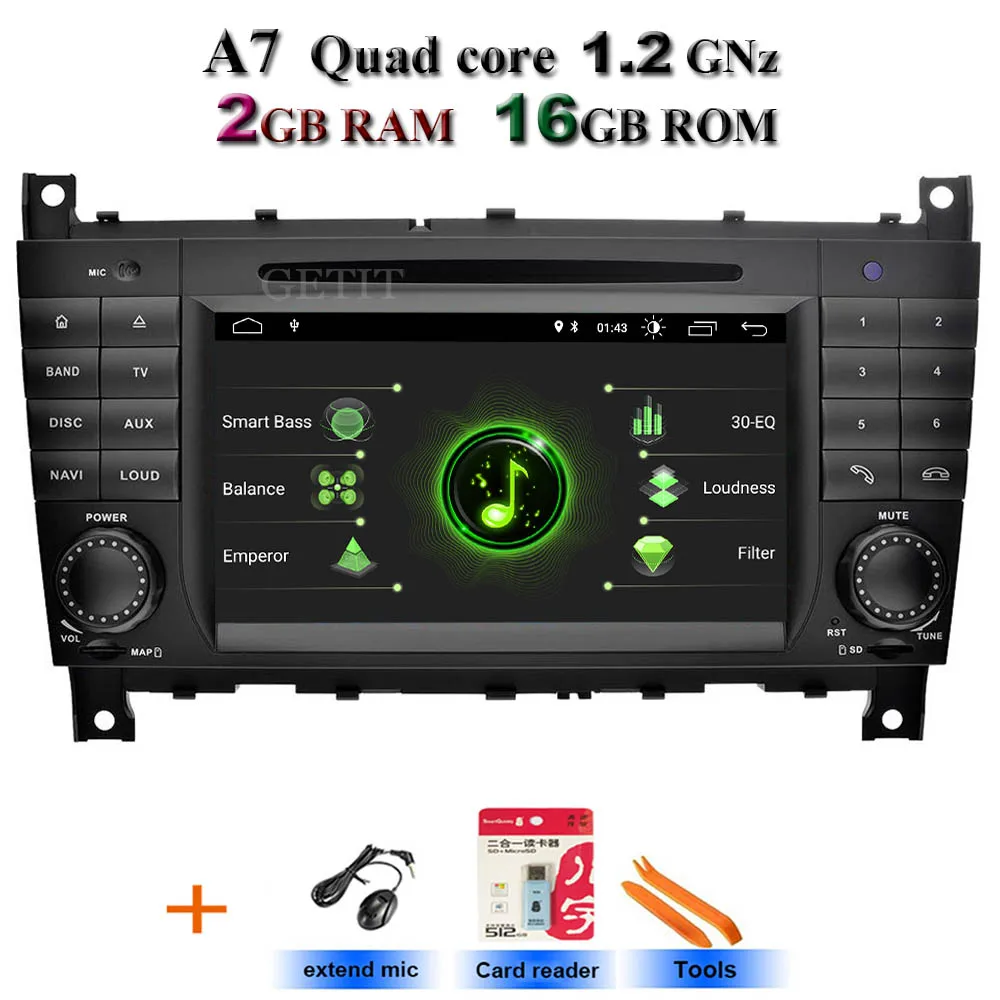 A7-Standard 5USB DSP ips Android 9,0 2 Дин Радио DVD плеер для Mercedes Benz/W203 W209 W219 W169 A160 C180 C200 C230 C240 CLK200 CLK22 - Цвет: A7-Standard