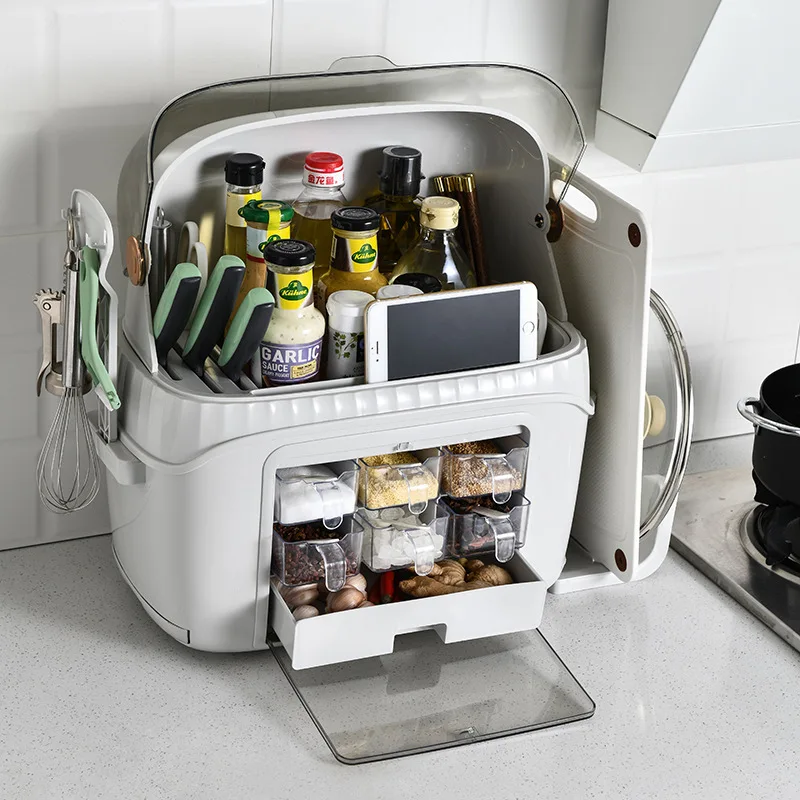 

Household kitchen shelf storage condiments knife rest tableware set seasoning box table storage rack kitchen supplies