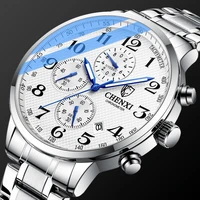 chronograph quartz watch men watches brand male wrist watch for men clock new stainless steel wristwatch business style hours