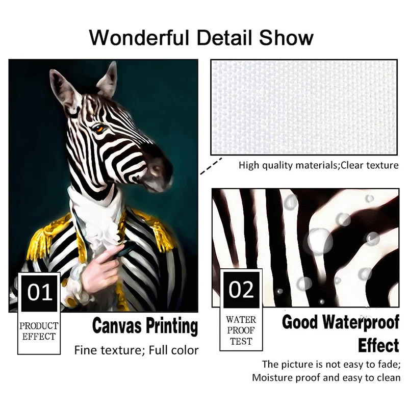 

Nordic Animal Vintage Big Canvas Painting Art Zebra Deer Posters And Prints Wall Art Oil painting Picture For Living Room