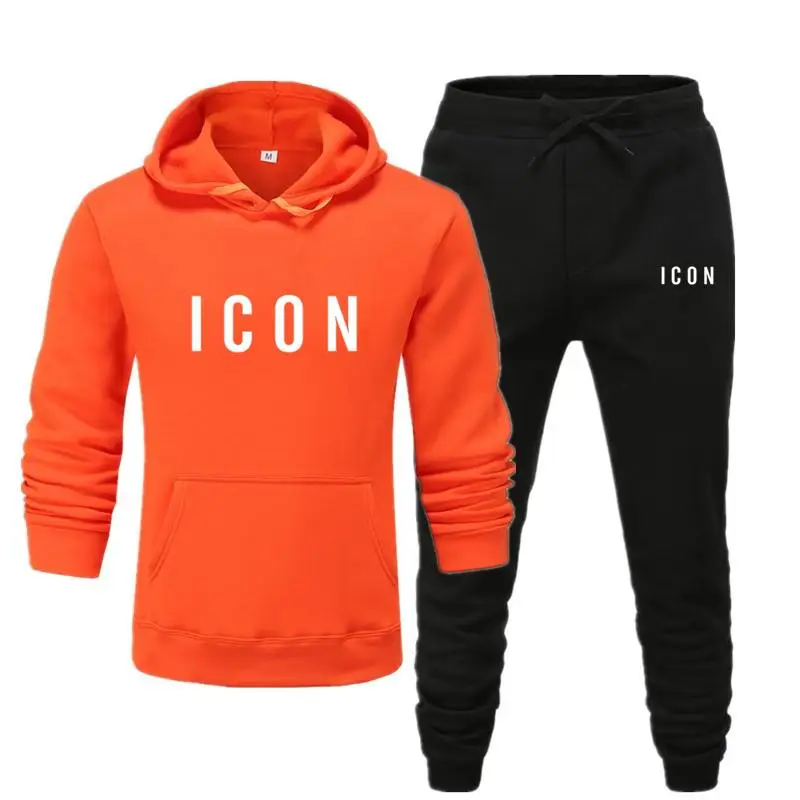 

Autumn and winter new two-piece fashion hooded sweatshirt sportswear men's track suit hoodie brand clothes hoodie + pants m