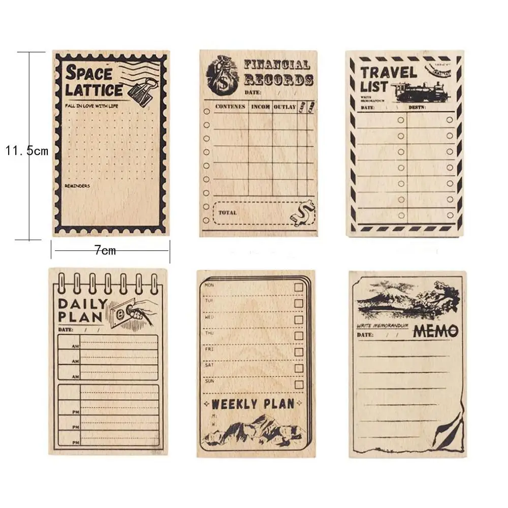 Винтажная записывающая записная книжка планировщик времени штамп DIY деревянные