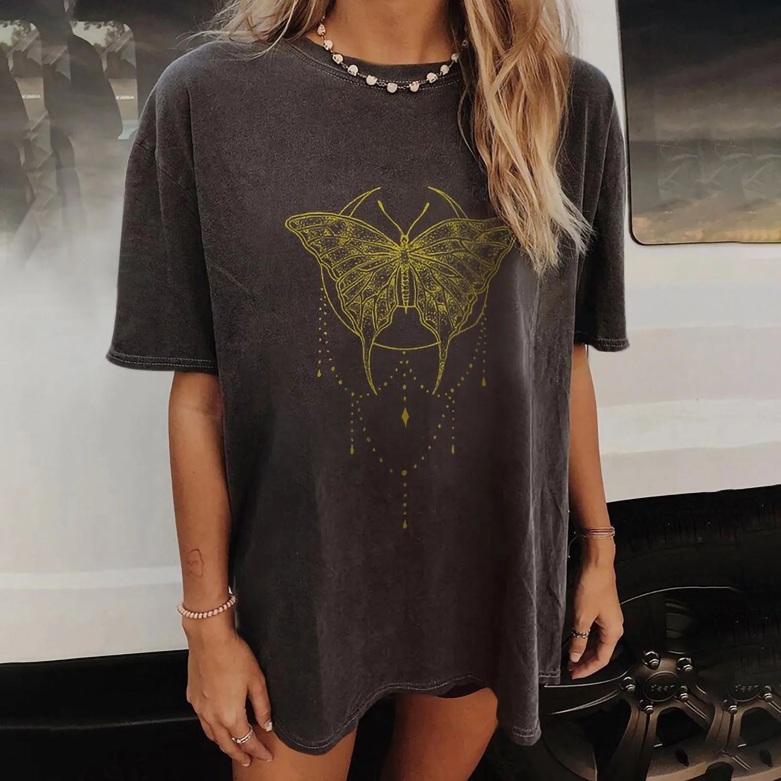 

SAGACE Fashion Simple Street Lady T Shirt Retro Printing Loose Polyester Short Sleeved Tops Blouse футболка 2021
