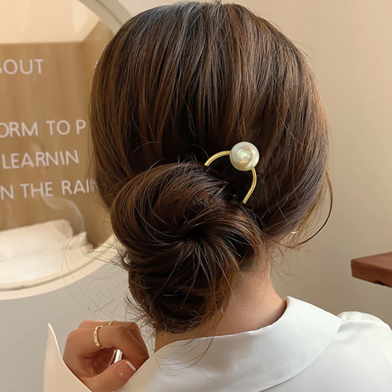 

Fashion Women Simulated Pearl U Shape Hairpins Metal Barrette Clip Bridal Hair Accessories Wedding Hairstyle Design Tools