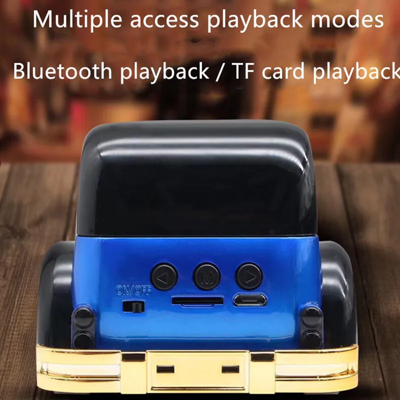 Модель автомобиля Bluetooth колонка в ретро стиле беспроводной двойной Рога водонепроницаемый громкой связи Открытый Портативный театр TF карта FM сабвуфер F4049